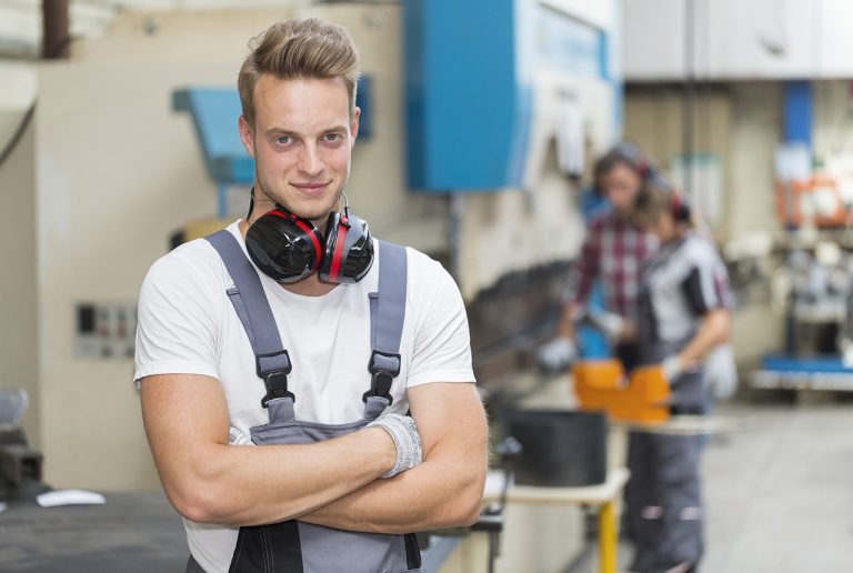 Portrait of young man metallurgist